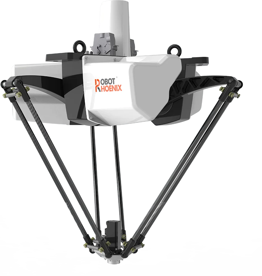 Parallel／Deltaロボット（Batシリーズ）の製品画像。上部の本体から3本のアームが下方の先端に集まる