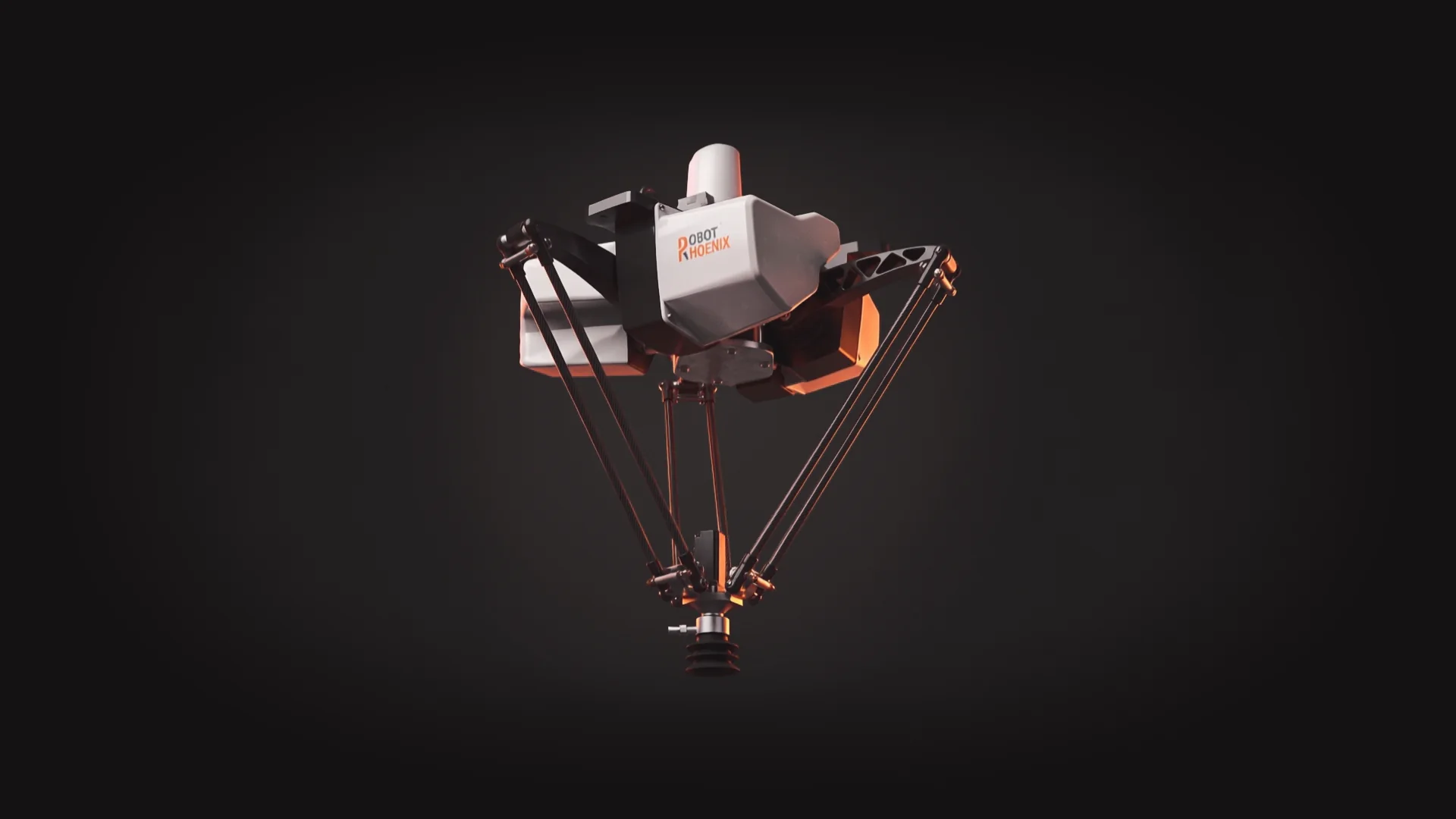 組み上がったParallel／Deltaロボットを斜め下から見上げたCGイメージ